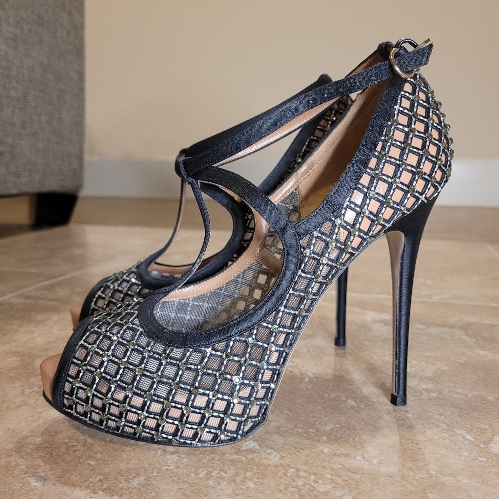 *NEW* Valentino Garavani Rhinestone Platform Heels w/Satin Straps & Heels sz. 38